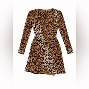 Vintage Leopard Print Long Sleeve Dress